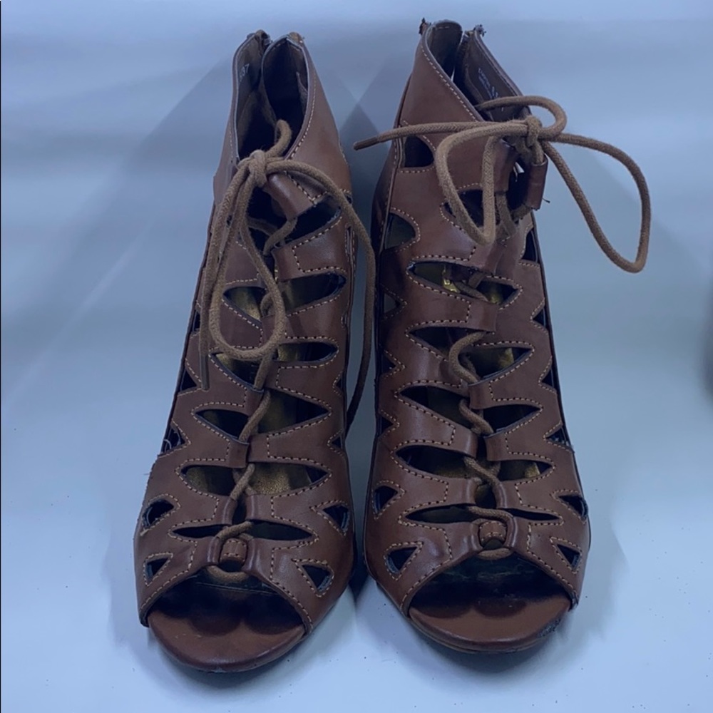 Chinese Laundry Brown Peep Toe Sandal Heels